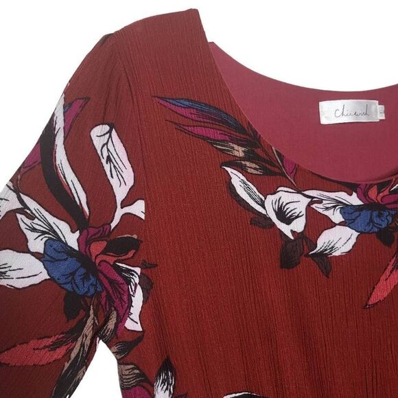 Chicwish Burgundy Red Floral Boho Maxi Dress Size Large - Picture 4 of 12